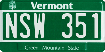 VT license plate NSW351