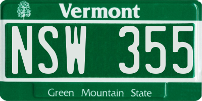 VT license plate NSW355