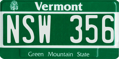 VT license plate NSW356