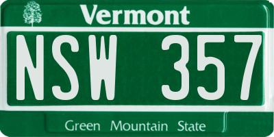 VT license plate NSW357