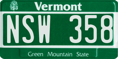 VT license plate NSW358