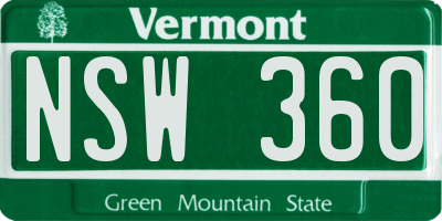 VT license plate NSW360