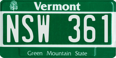VT license plate NSW361