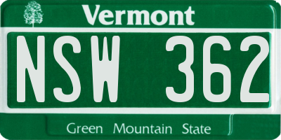 VT license plate NSW362