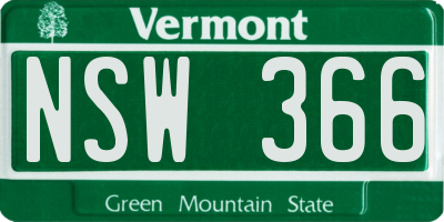 VT license plate NSW366