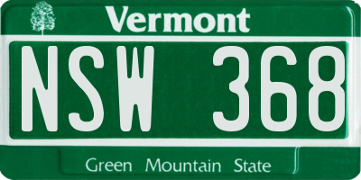 VT license plate NSW368