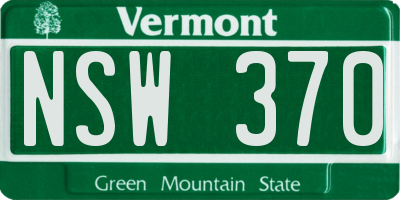 VT license plate NSW370