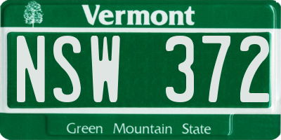 VT license plate NSW372