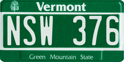 VT license plate NSW376