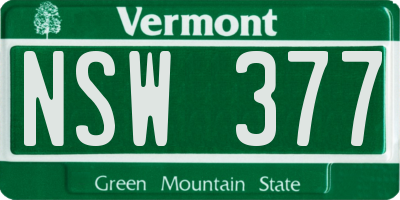 VT license plate NSW377