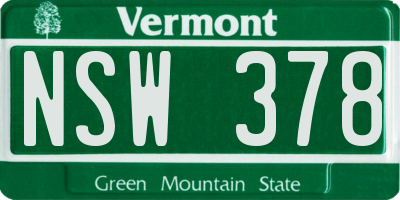 VT license plate NSW378