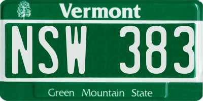 VT license plate NSW383