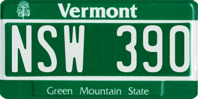 VT license plate NSW390