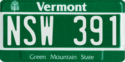 VT license plate NSW391