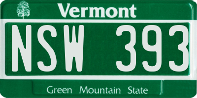 VT license plate NSW393