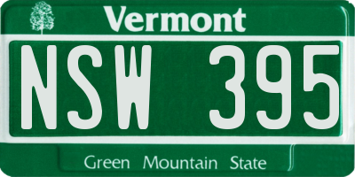 VT license plate NSW395
