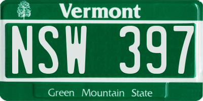 VT license plate NSW397