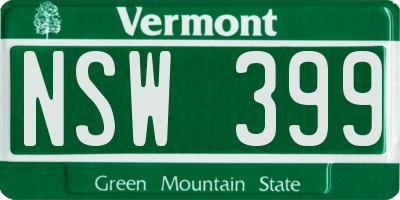 VT license plate NSW399