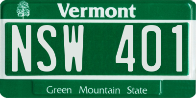 VT license plate NSW401