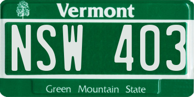 VT license plate NSW403