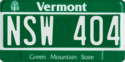 VT license plate NSW404