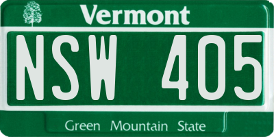 VT license plate NSW405