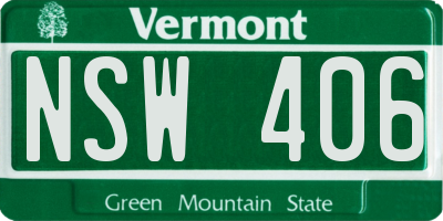 VT license plate NSW406