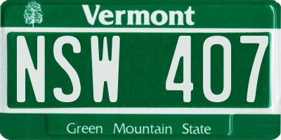 VT license plate NSW407