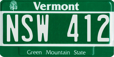 VT license plate NSW412