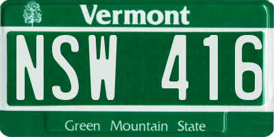 VT license plate NSW416