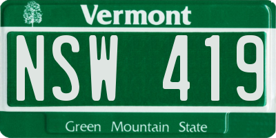 VT license plate NSW419