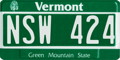 VT license plate NSW424