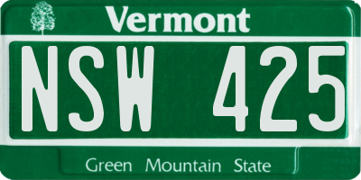 VT license plate NSW425