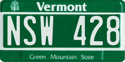 VT license plate NSW428