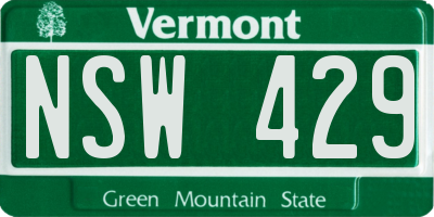 VT license plate NSW429