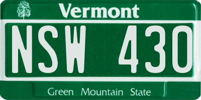 VT license plate NSW430