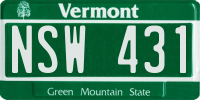 VT license plate NSW431