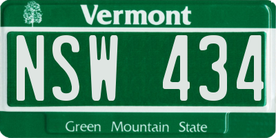 VT license plate NSW434