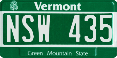 VT license plate NSW435