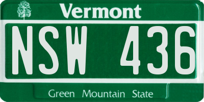 VT license plate NSW436