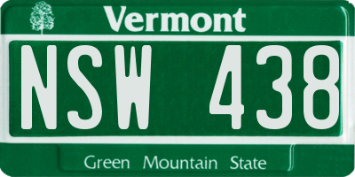 VT license plate NSW438