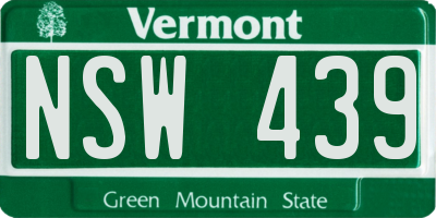 VT license plate NSW439
