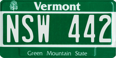 VT license plate NSW442