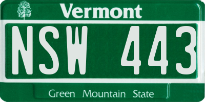 VT license plate NSW443