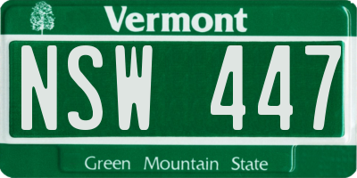VT license plate NSW447
