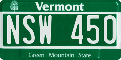 VT license plate NSW450