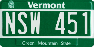 VT license plate NSW451