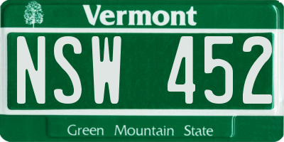 VT license plate NSW452