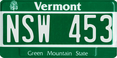 VT license plate NSW453