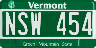 VT license plate NSW454